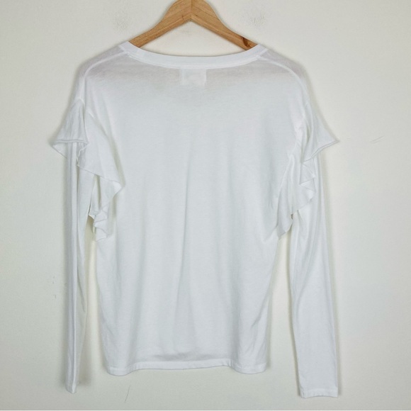Nation Ltd Tribecca long sleeve slightly sheer ruffle top. Small. - Picture 6 of 8